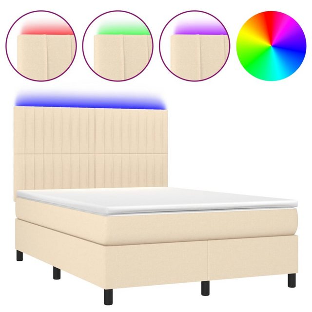 vidaXL Boxspringbett Bett Boxspringbett mit Matratze & LED Stoff (140 x 200 günstig online kaufen