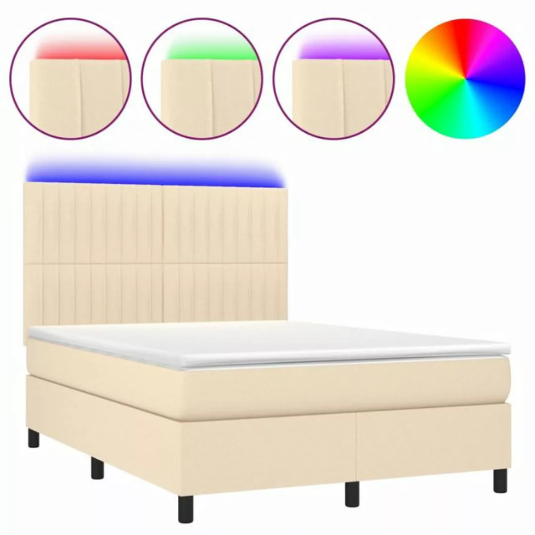 vidaXL Boxspringbett Bett Boxspringbett mit Matratze & LED Stoff (140 x 190 günstig online kaufen