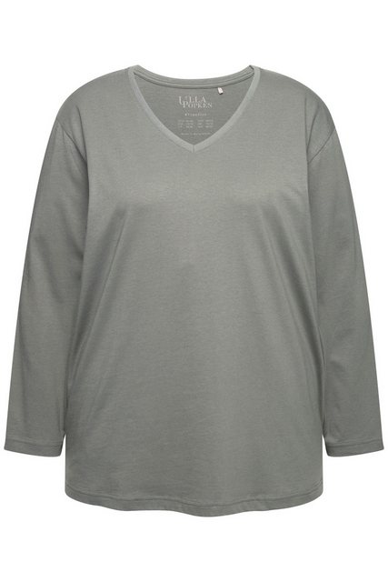 Ulla Popken Rundhalsshirt Shirt V-Ausschnitt Relaxed Langarm günstig online kaufen