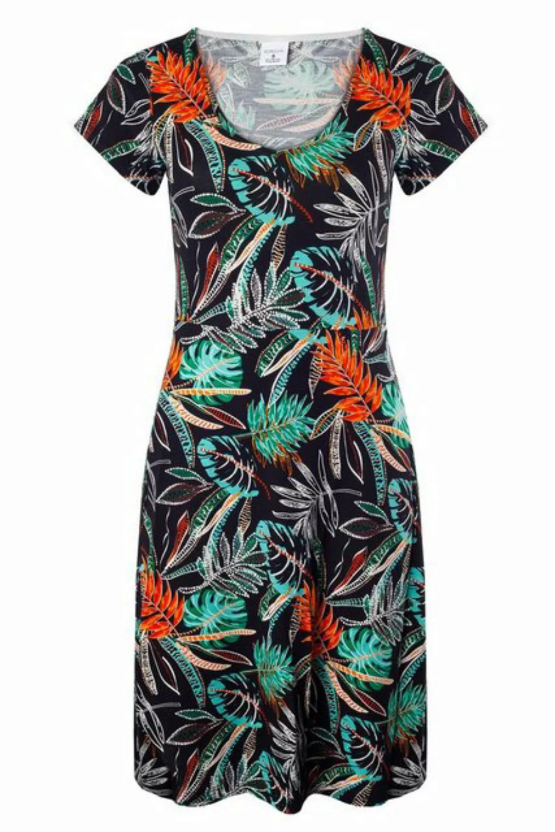 Bongual Jerseykleid Sommerkleid kurze Ärmel mit Palmenblätter Print günstig online kaufen