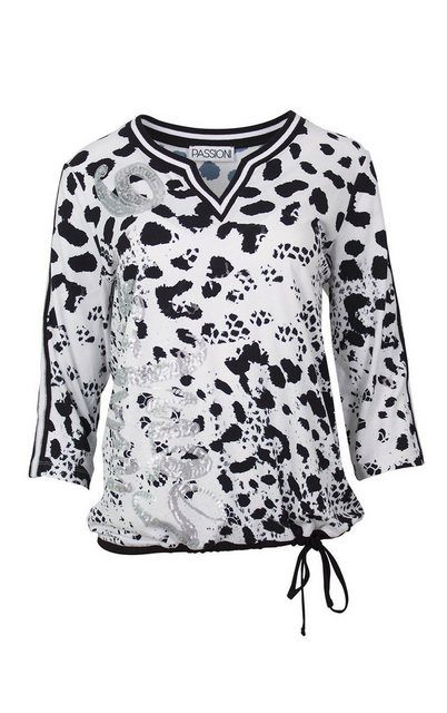 Passioni Print-Shirt Black and White Animalprint Sommershirt Leo Muster günstig online kaufen