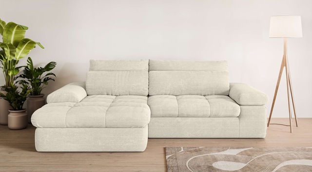 Home affaire Ecksofa "ALVERIE mit Recamiere, moderne Steppung, Maße: B/T/H günstig online kaufen