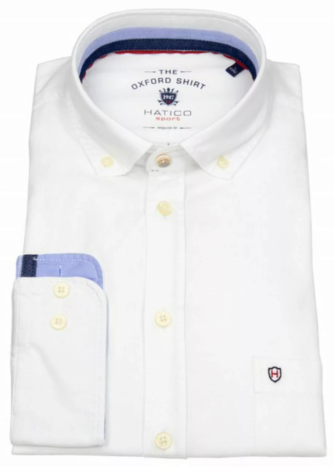 Hatico Langarmhemd Button-Down-Kragen günstig online kaufen