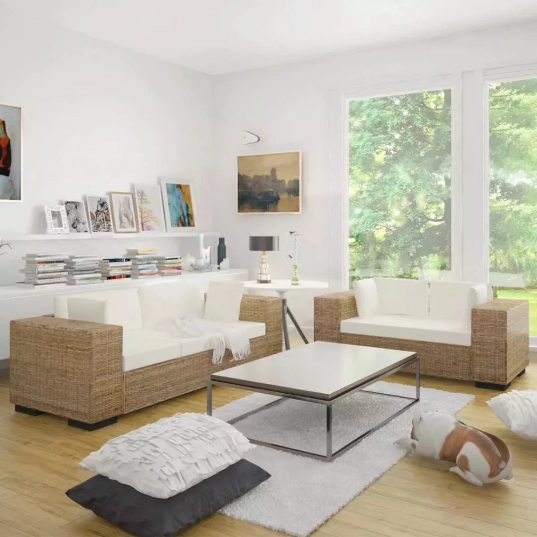 Sofa-set 2-sitzer Und 3-sitzer Echtes Rattan günstig online kaufen