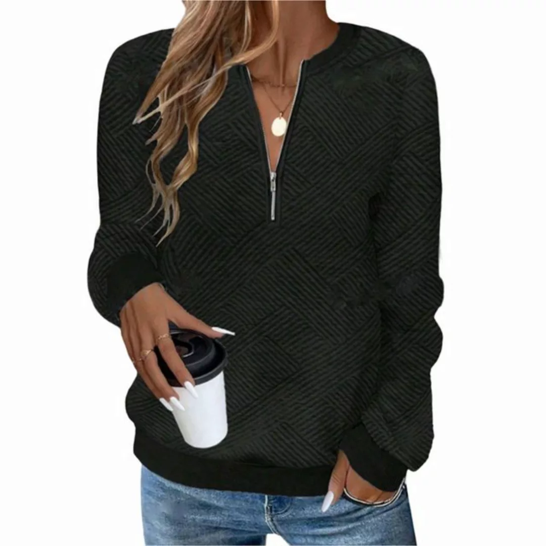 Zoclack Sweatshirt Lässige Pullover Damen mit Halber Reißverschluss Langen günstig online kaufen