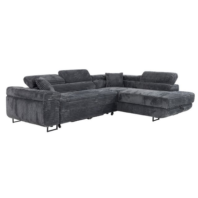 M-Punkt24 Ecksofa MIAMI TILIA, Cordstoff Grau Anthrazit, Ottomane rechts od günstig online kaufen