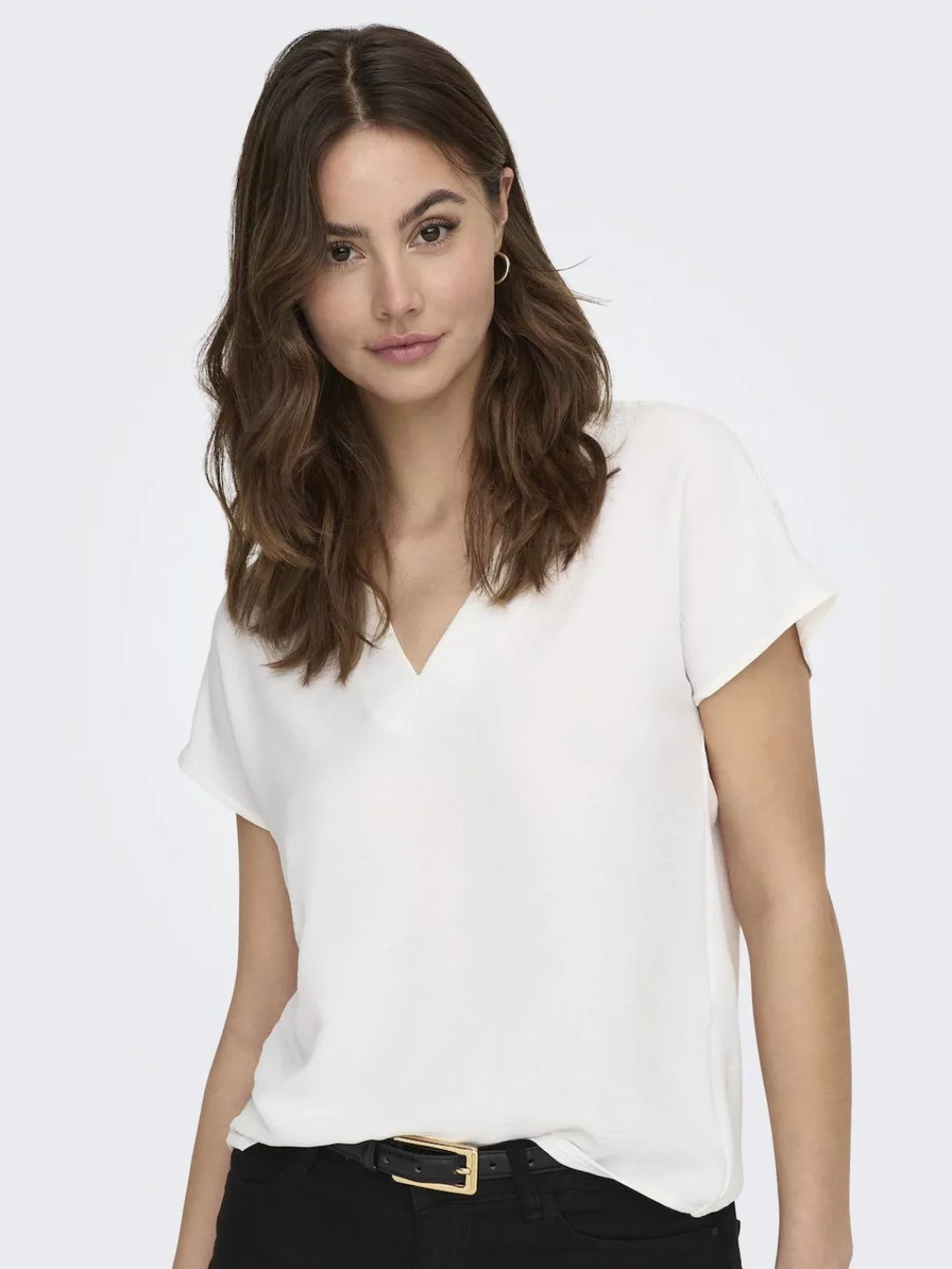 JACQUELINE de YONG Blusenshirt Einfarbige Kurzarm Bluse V-Ausschnitt Blusen günstig online kaufen