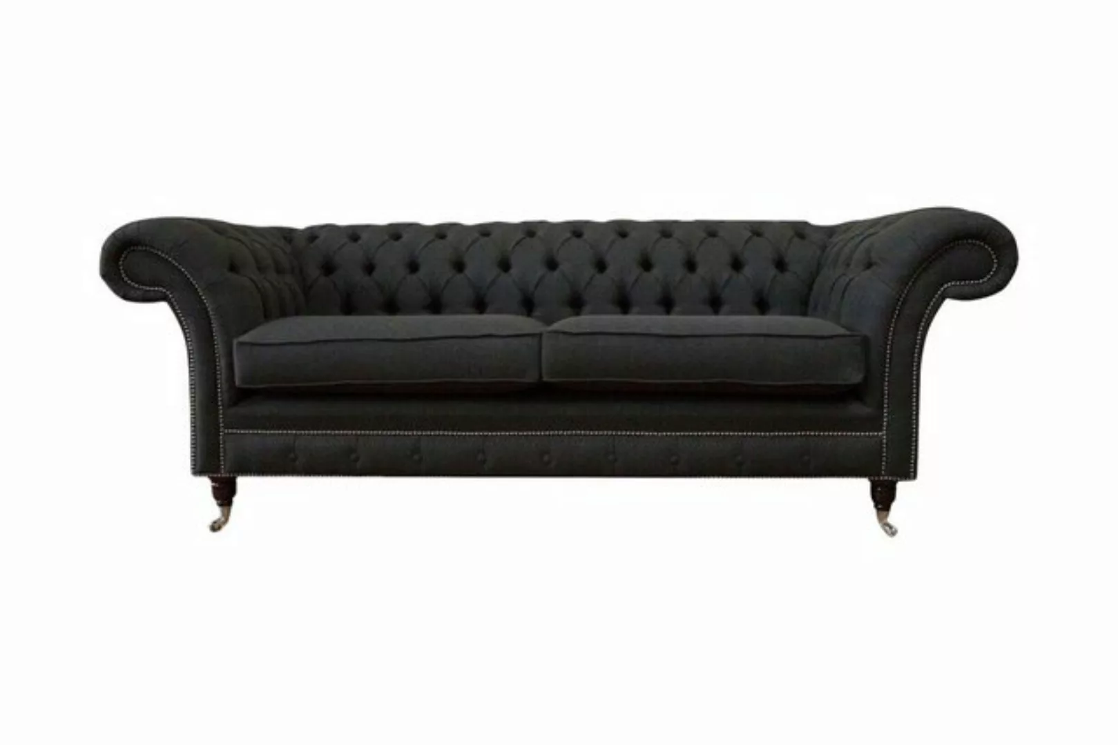 JVmoebel Sofa Wohnzimmer Sofa Chesterfield Couch Dreisitzer Design Schwarz günstig online kaufen