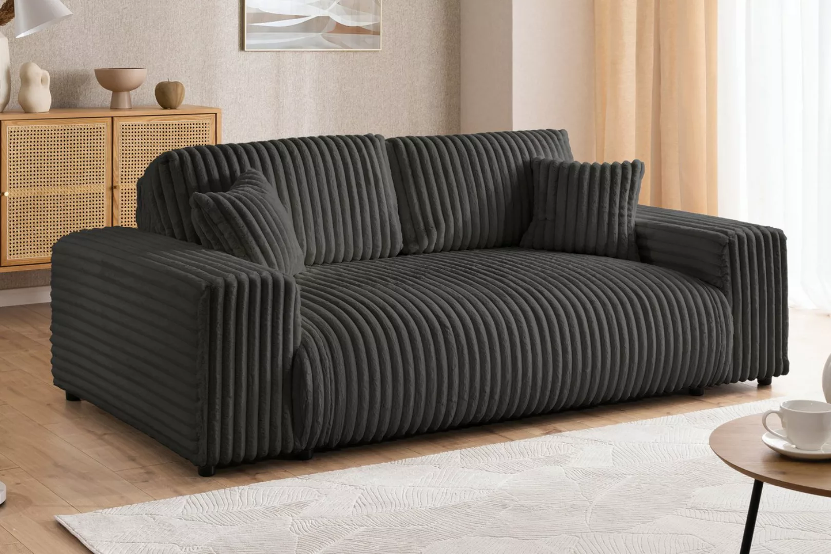 S-Style Möbel 2-Sitzer Sofa Mollis aus Plüschcord mit schöner Sitzkomfort, günstig online kaufen