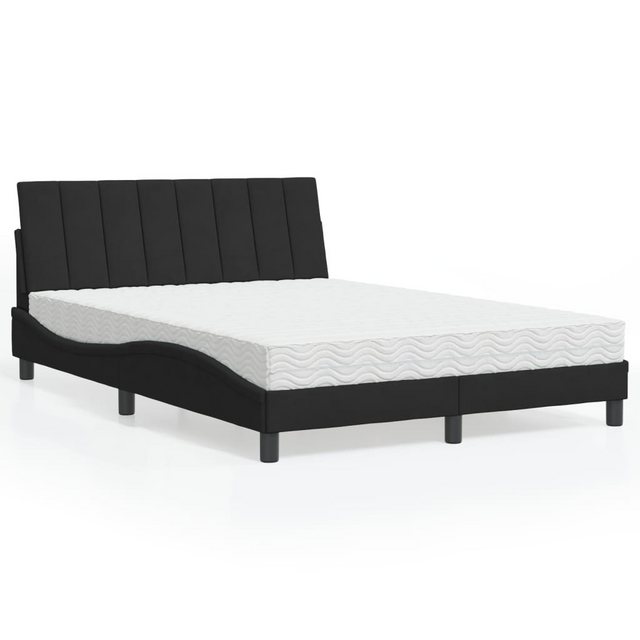 vidaXL Bett Bett mit Matratze Schwarz 140x200 cm Samt günstig online kaufen