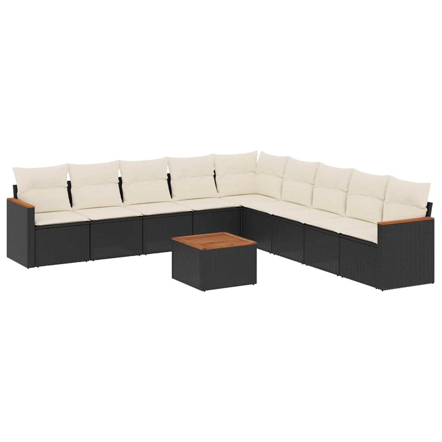 vidaXL 10-Tlg Garten-Sofagarnitur mit Kissen Schwarz Poly Rattan 3258465 günstig online kaufen