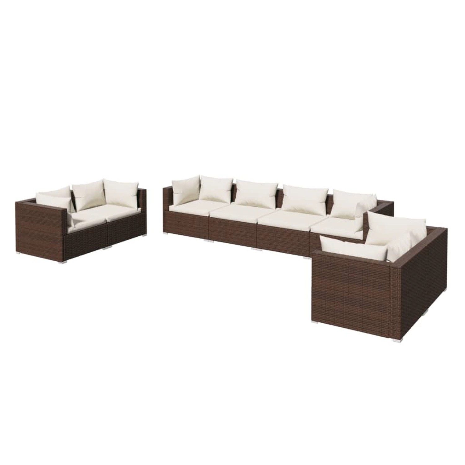 Vidaxl 8-tlg. Garten-lounge-set Mit Kissen Poly Rattan Braun günstig online kaufen