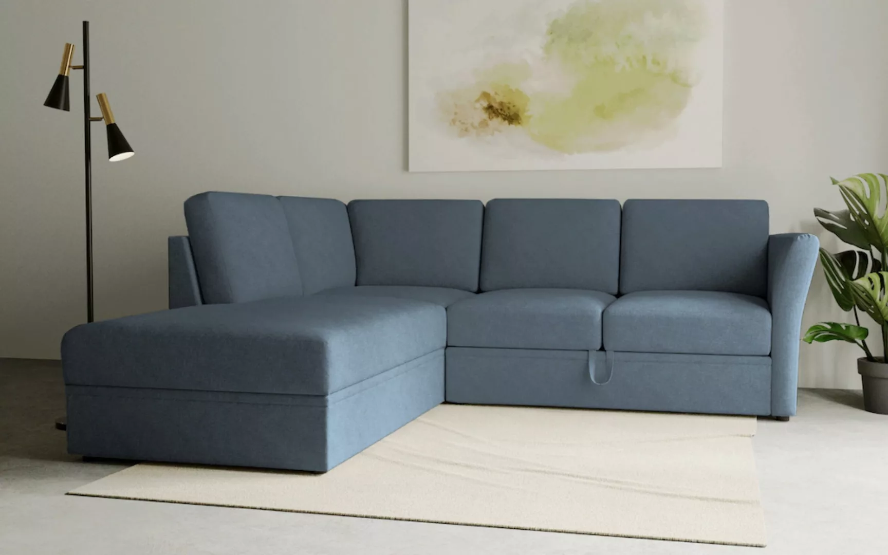 Home affaire Ecksofa "Lavars, L-Form, Schlafsofa", mit Bettfunktion und Sta günstig online kaufen