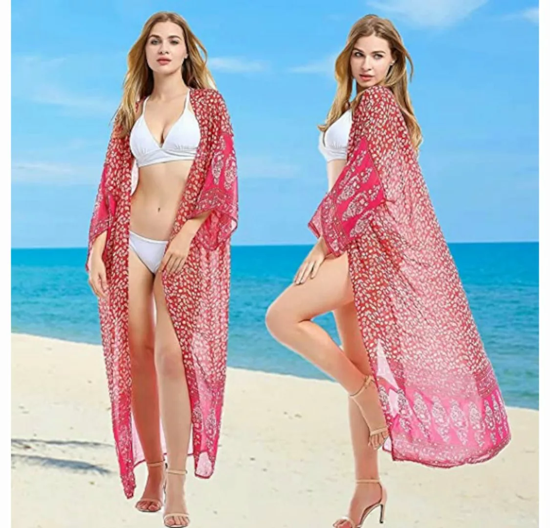 UE Stock Strandkleid Kimono Cardigan Sommer Strandkleid Lang Chiffon Poncho günstig online kaufen