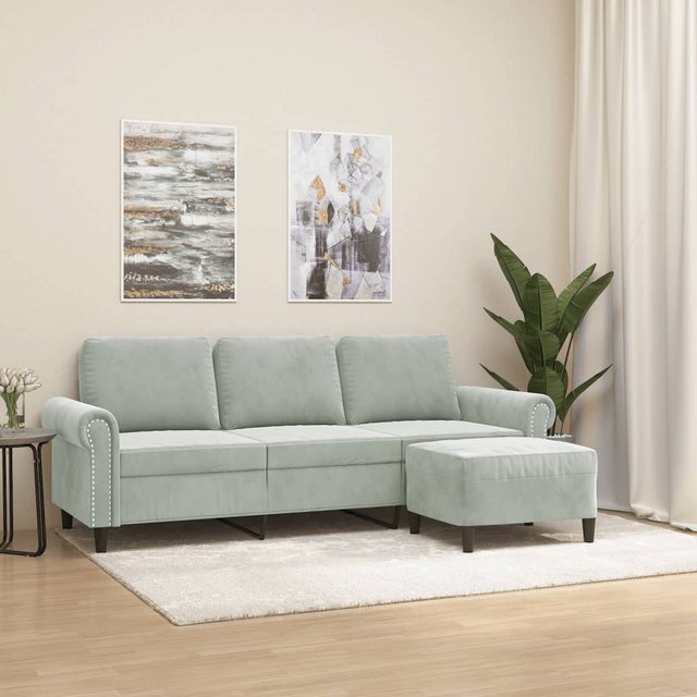 vidaXL Sofa 3-Sitzer-Sofa mit Hocker Dunkelgrau 180 cm Samt günstig online kaufen