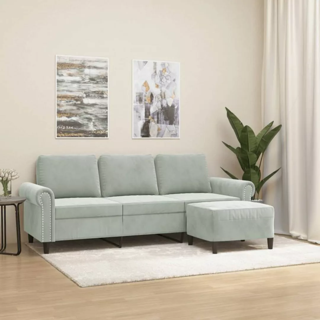 vidaXL Sofa 3-Sitzer-Sofa mit Hocker 180 cm Samt, Dunkelgrau günstig online kaufen