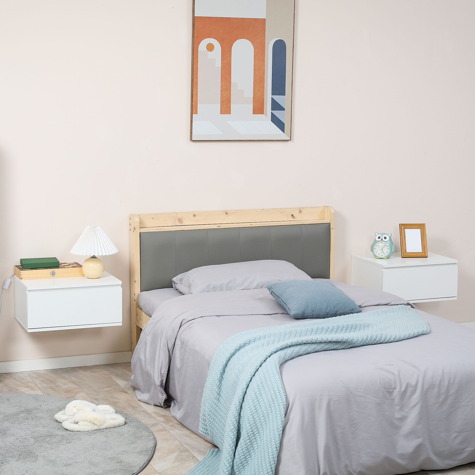 HOMCOM Set 2 Stk. Moderner Nachttisch mit Schublade und schwebendem Design günstig online kaufen