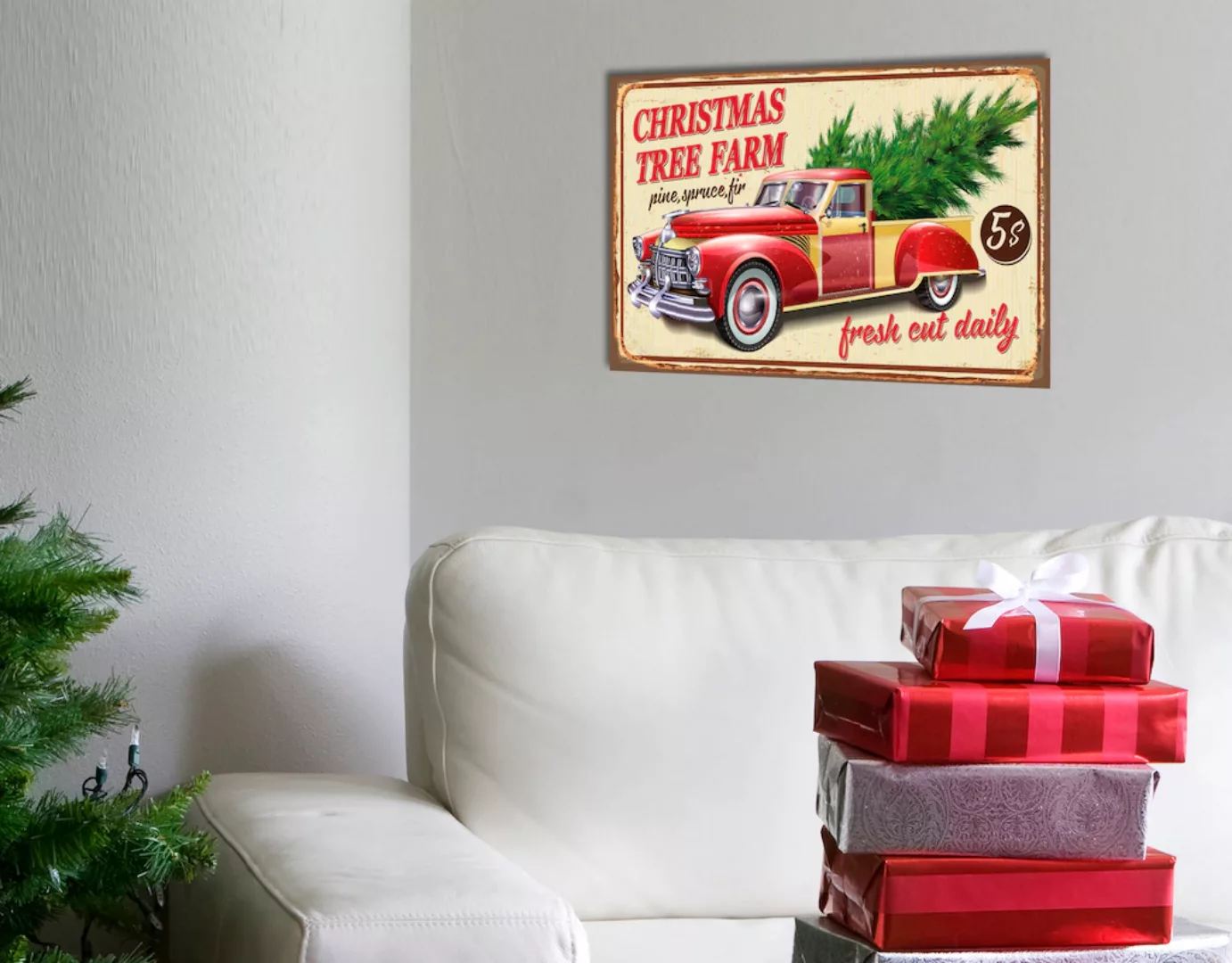 queence Metallbild "Christmas Tree Farm", (1 St.), Stahlschilder günstig online kaufen