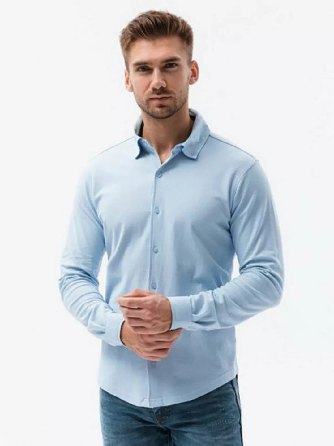 OMBRE Langarmhemd Langarm-Strickhemd für Männer günstig online kaufen