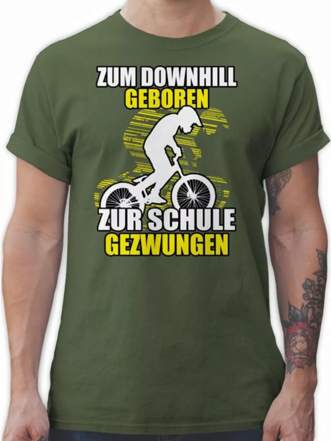 Shirtracer T-Shirt Zum Downhill geboren zur Schule gezwungen Fahrrad Beklei günstig online kaufen