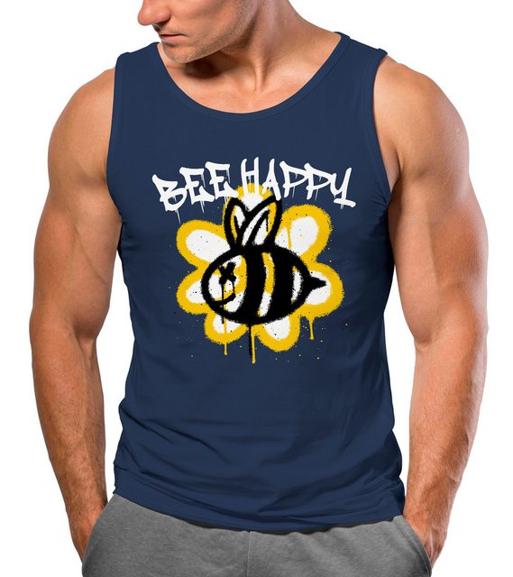 Neverless Tanktop Herren Tank-Top Aufdruck Bee Happy Biene Blume Graffiti m günstig online kaufen