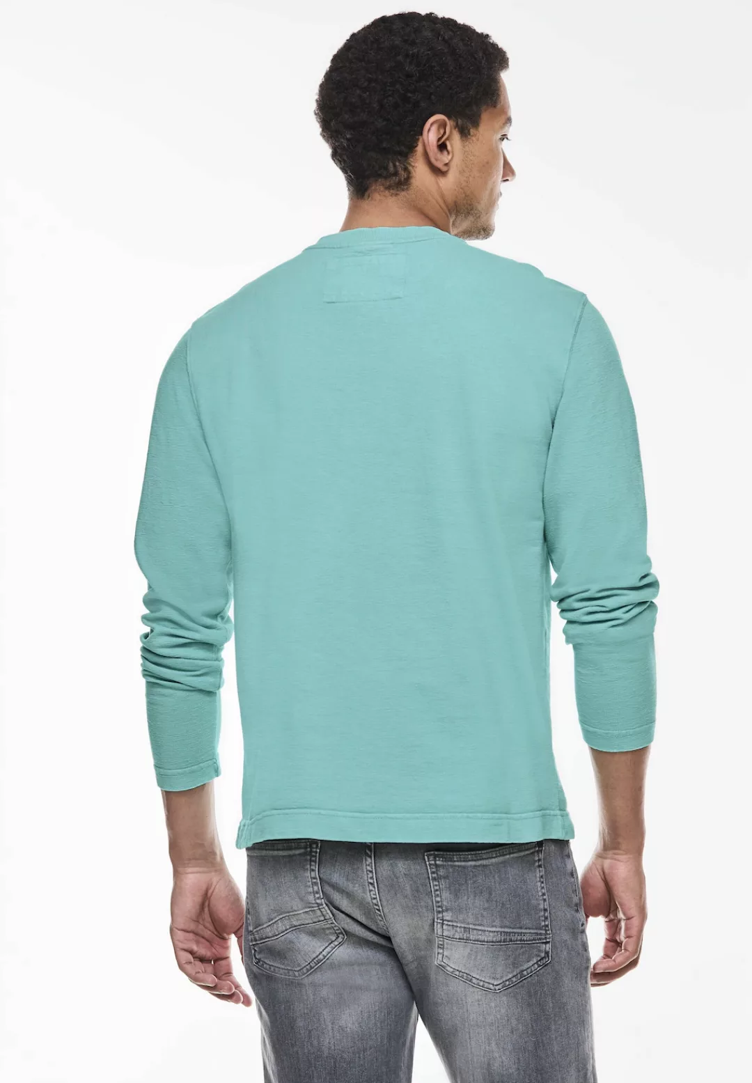 STREET ONE MEN Langarmshirt in Unifarbe günstig online kaufen