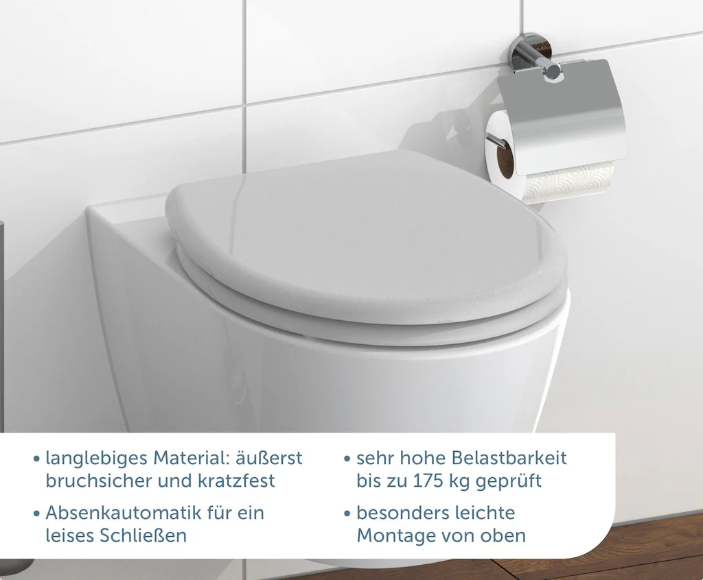 WC-Sitz GREY grau Duroplast B/H/T: ca. 37,5x5,5x45 cm günstig online kaufen