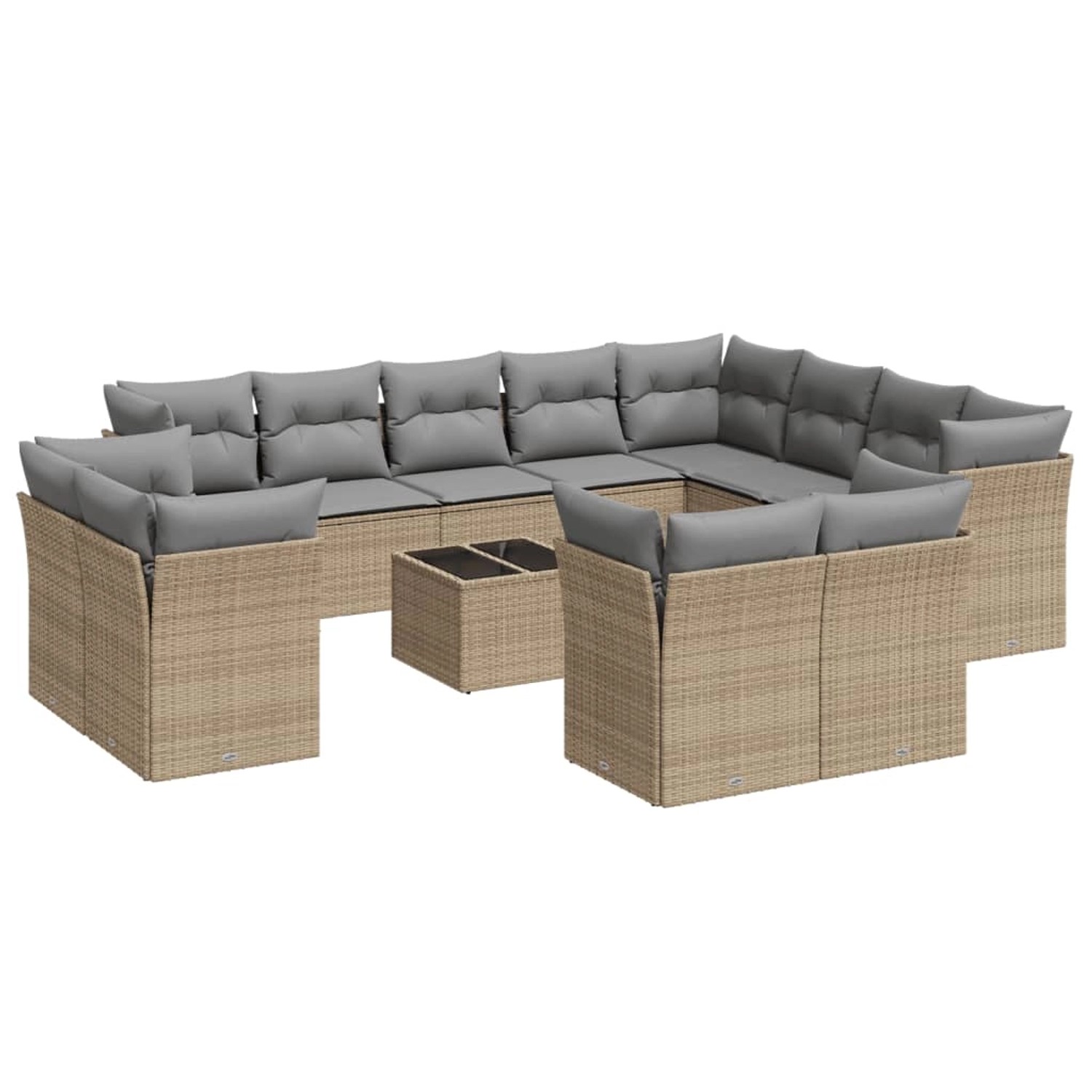 vidaXL 13-Tlg Garten-Sofagarnitur mit Kissen Beige Poly Rattan 3250378 günstig online kaufen
