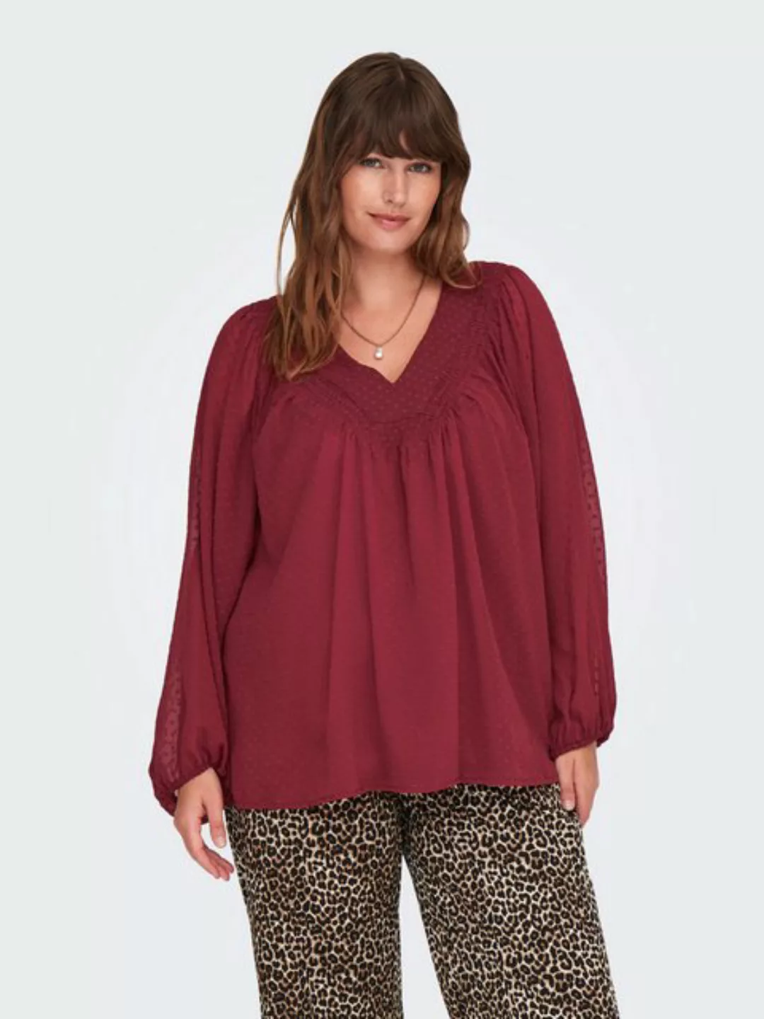 ONLY CARMAKOMA Blusenshirt Bluse Plus Size V-Ausschnitt Ballonärmel 7918 in günstig online kaufen