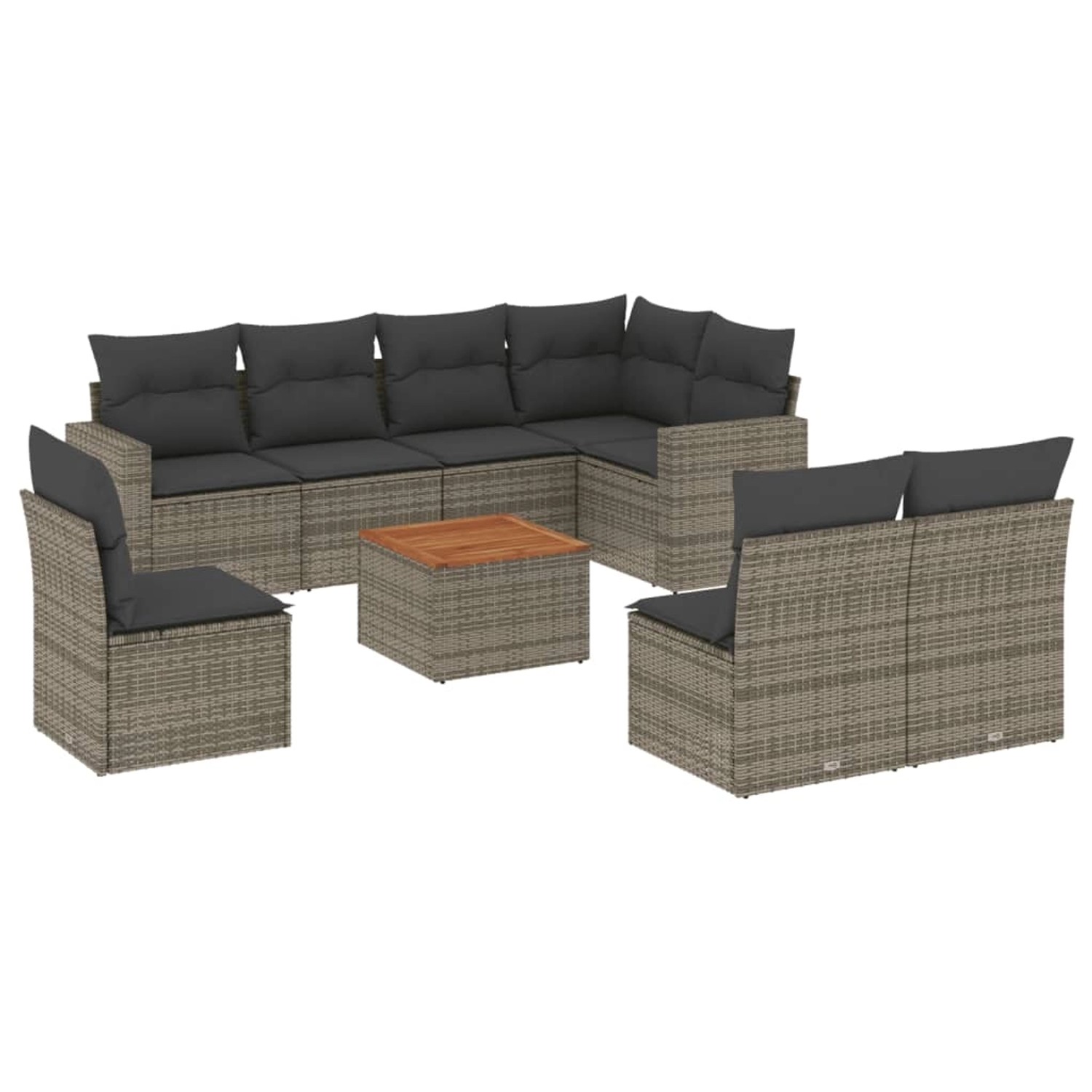 vidaXL 9-Tlg Garten-Sofagarnitur mit Kissen Grau Poly Rattan 3256494 günstig online kaufen