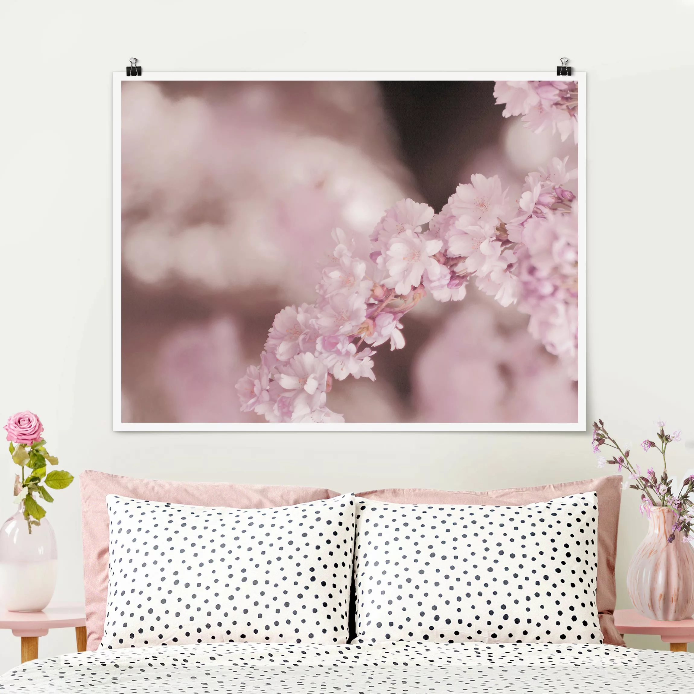 Poster Kirschblüte im Violetten Licht günstig online kaufen