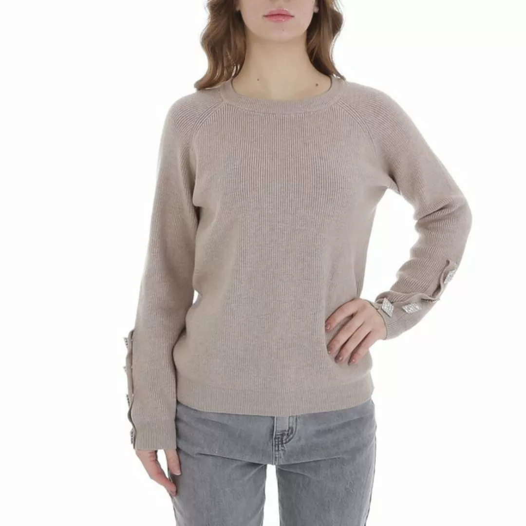 Ital-Design Strickpullover Damen Freizeit (88578878) Strass Stretch Strickp günstig online kaufen