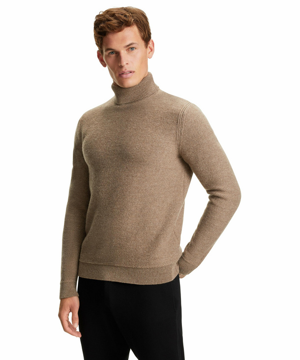 FALKE Herren Pullover Rollkragen, M, Braun, AnderesMuster, Schurwolle, 6018 günstig online kaufen