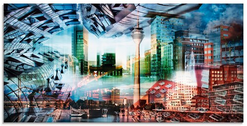 Artland Glasbild "Düsseldorf Skyline Collage VII", Architektonische Element günstig online kaufen