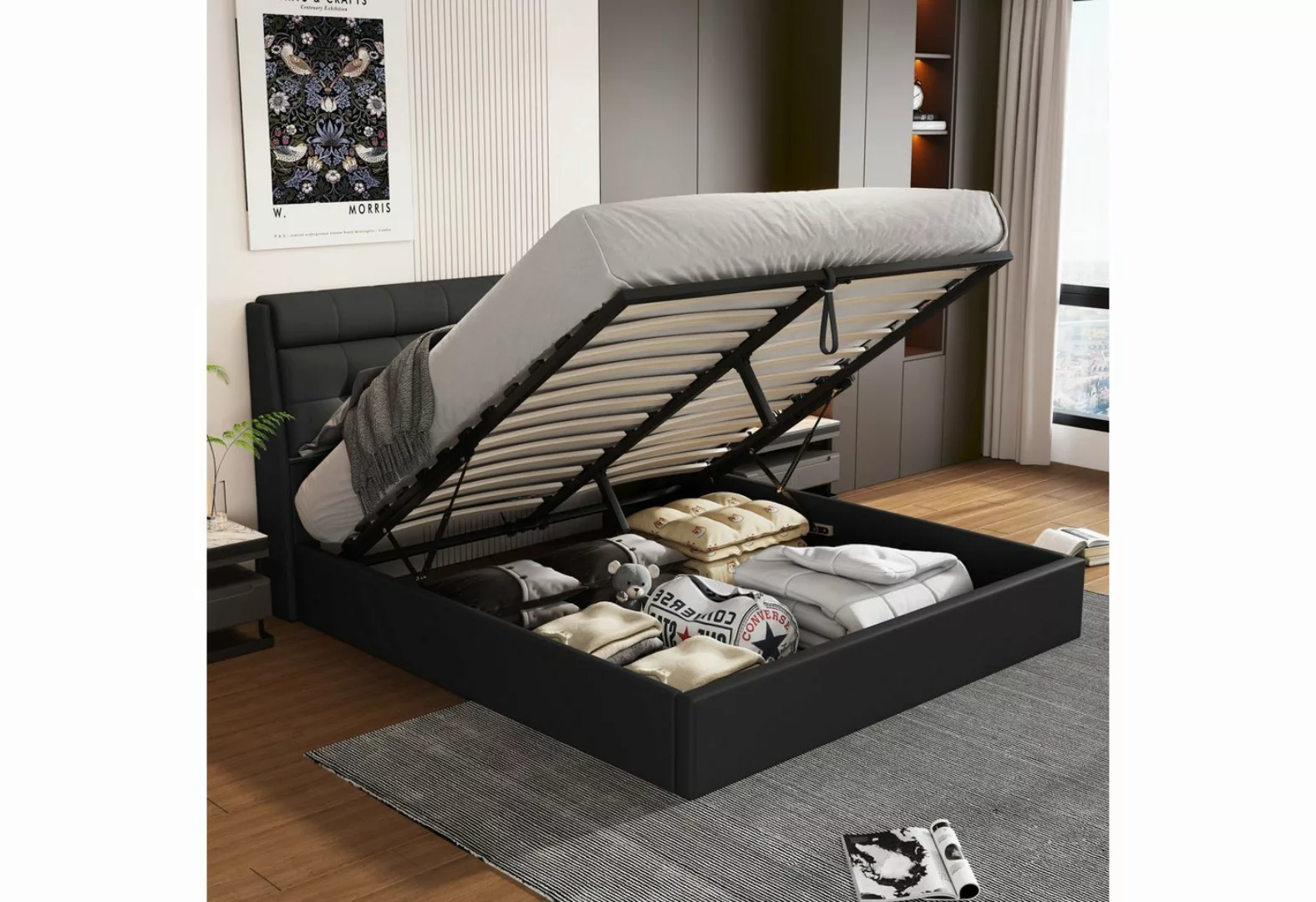 REDOM Polsterbett Hydraulisches Bett (140*190cm), mit Lattenrost, verdeckte günstig online kaufen