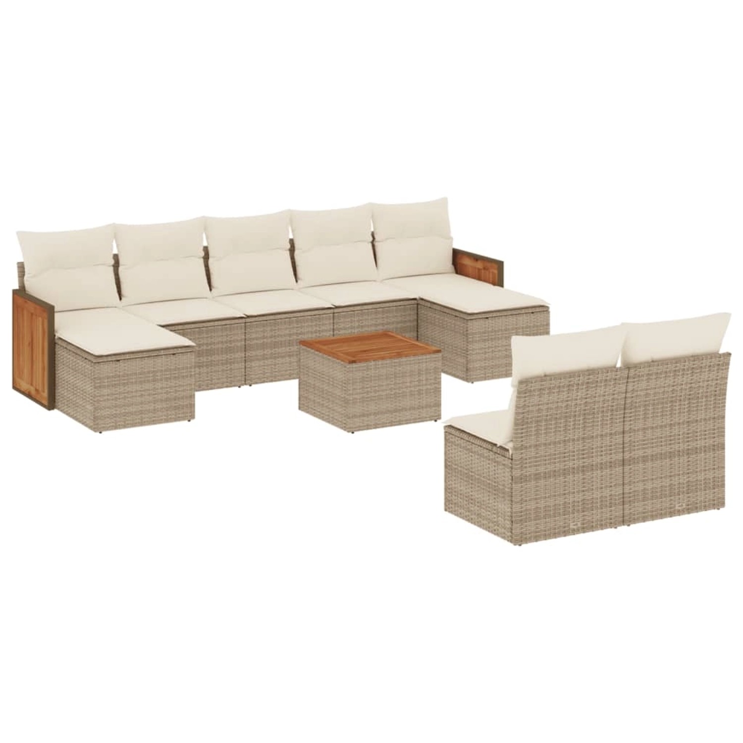 vidaXL 10-Tlg Garten-Sofagarnitur mit Kissen Beige Poly Rattan 3260462 günstig online kaufen