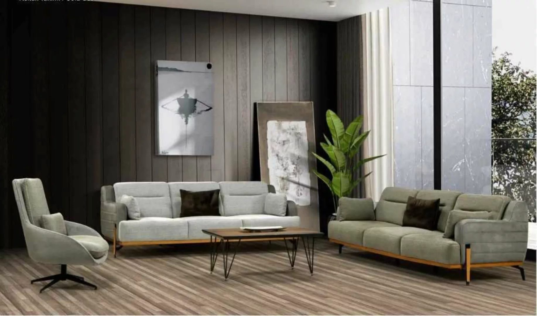 JVmoebel Sofa Sofagarnitur 3+3+1 Sitzer Möbel Modern Set Design Sofa Stoff günstig online kaufen