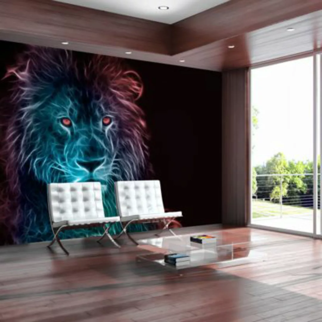 artgeist Fototapete Abstract lion - rainbow mehrfarbig Gr. 300 x 210 günstig online kaufen