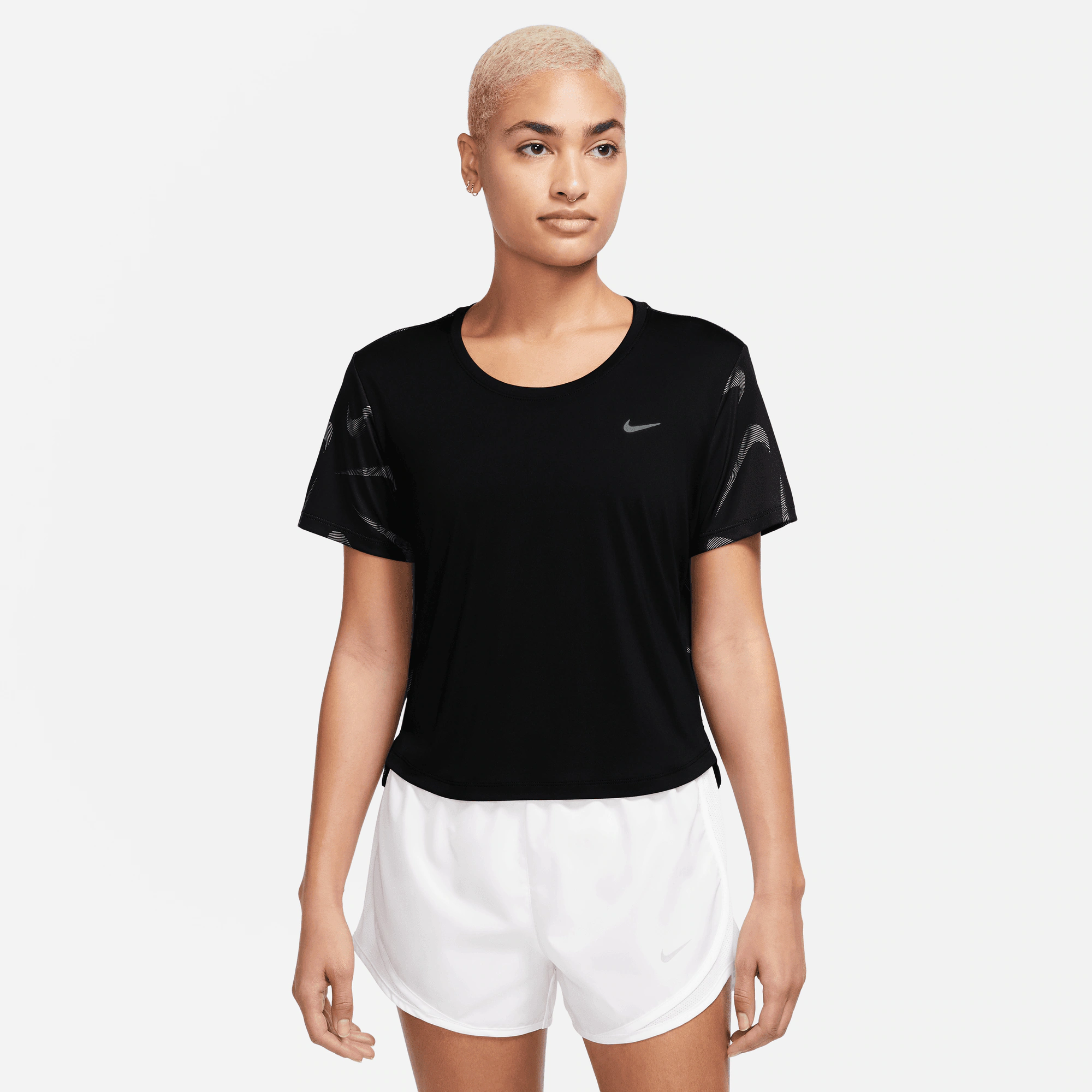 Nike Laufshirt "SWOOSH DRI-FIT WOMENS PRINTED SHORT-SLEEVE CROP TOP" günstig online kaufen