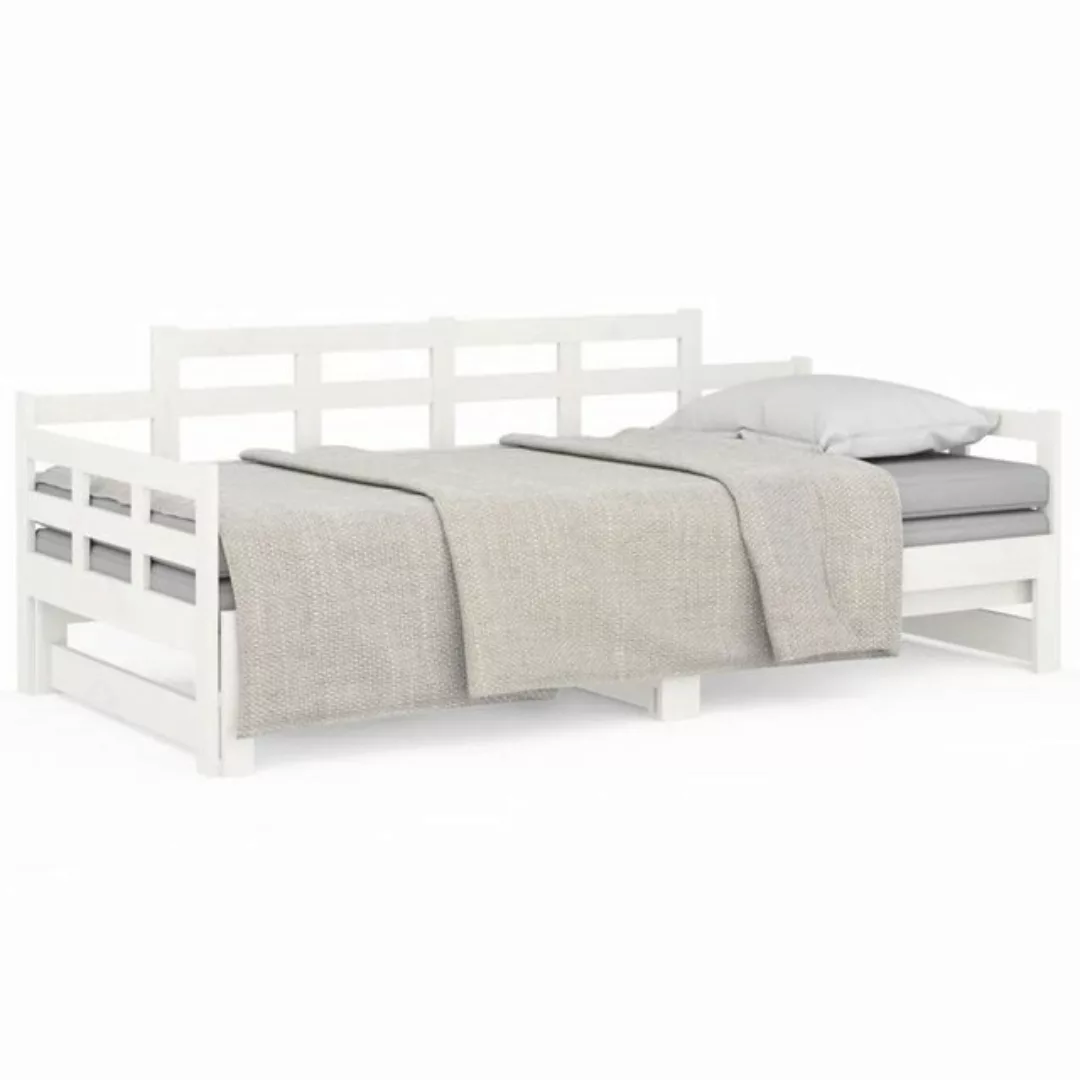 furnicato Bett Tagesbett Ausziehbar Weiß Massivholz Kiefer 2x(90x190) cm günstig online kaufen