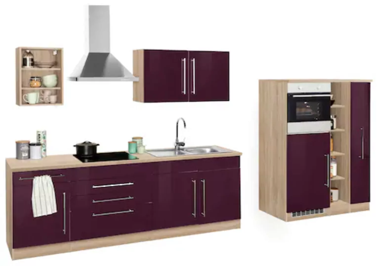 KOCHSTATION Küchenzeile "KS-Samos", mit E-Geräten, Breite 350 cm günstig online kaufen