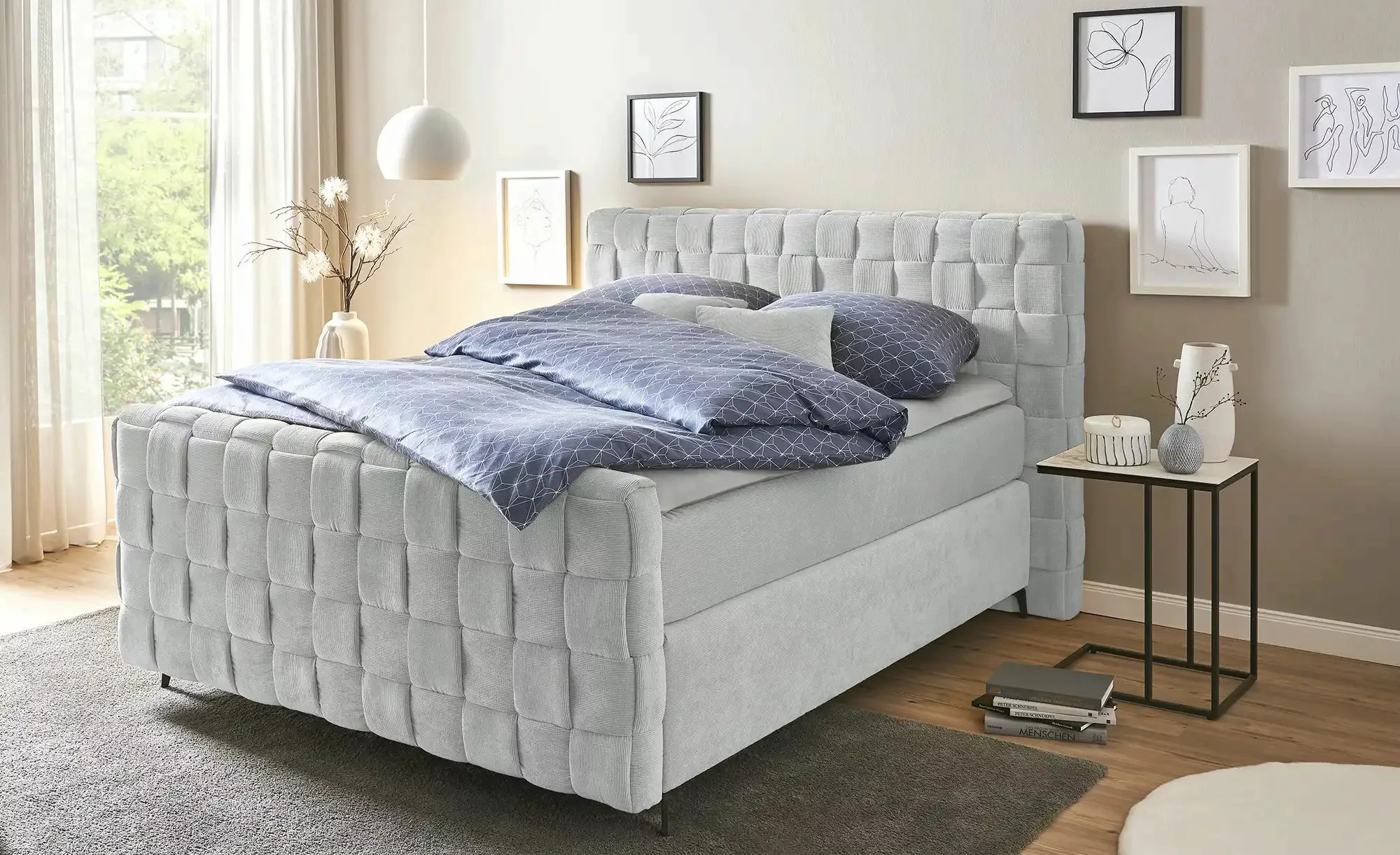 Wohnwert Boxspringbett  Tefla ¦ grau ¦ Maße (cm): B: 222 H: 132,5 Betten > günstig online kaufen