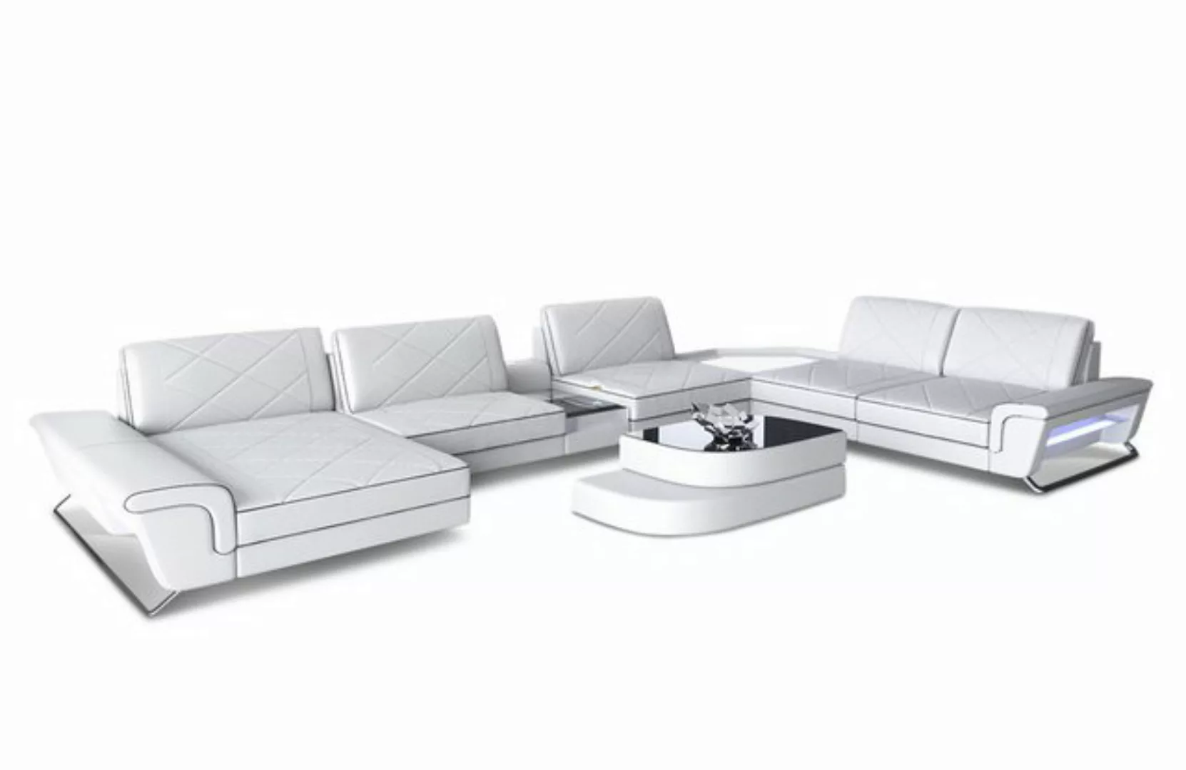 Sofa Dreams Wohnlandschaft Ledersofa Couch Ferrara XXL Leder Sofa mit, USB, günstig online kaufen