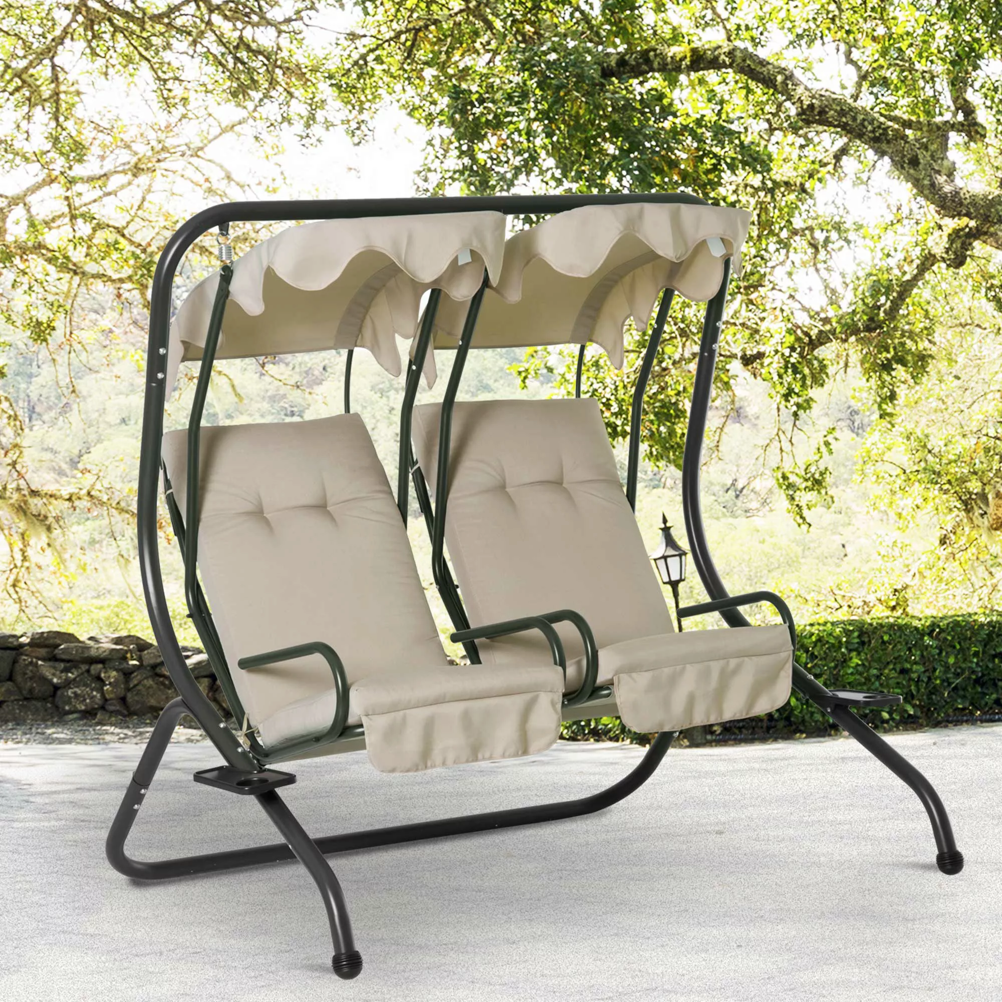 Outsunny 2-Sitzer Hollywoodschaukel Gartenschaukel mit Sonnendach Garten St günstig online kaufen