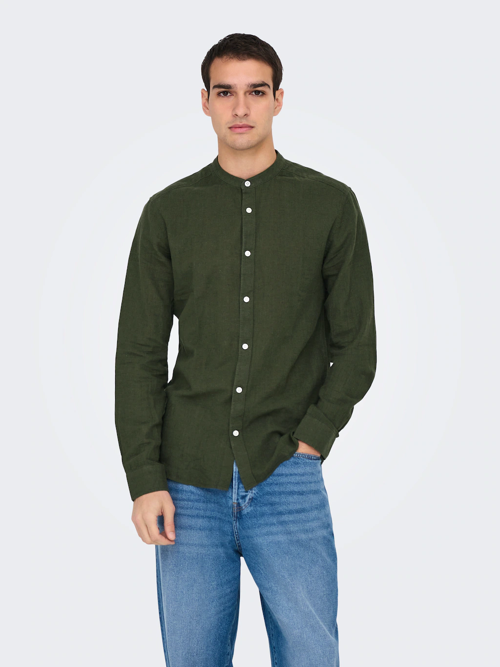 ONLY & SONS Langarmhemd "ONSCAIDEN LS SOLID LINEN MAO SHIRT NOOS" günstig online kaufen