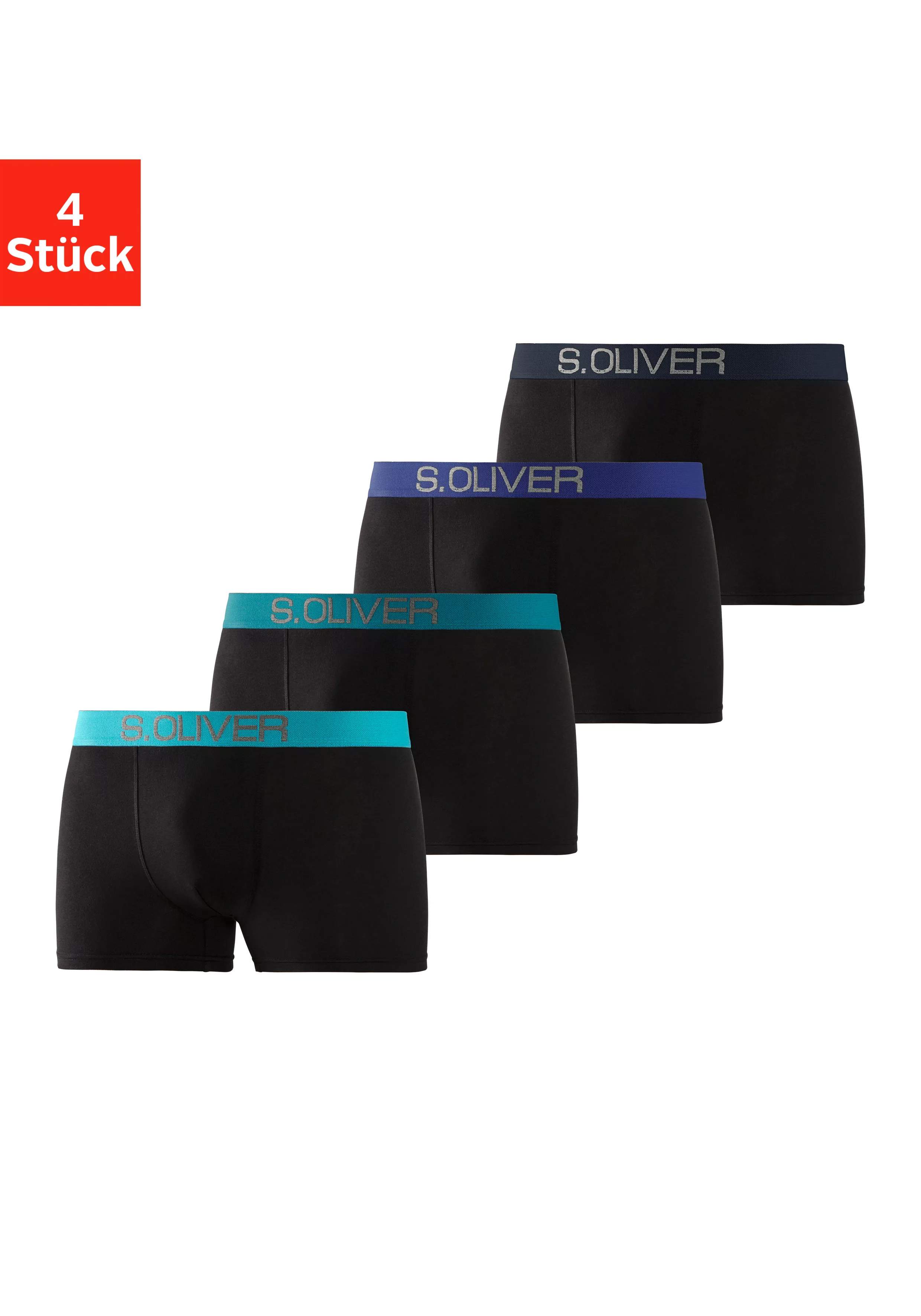 s.Oliver Boxer "Boxershorts für Herren", (Packung, 4 St.), mit kontrastfarb günstig online kaufen