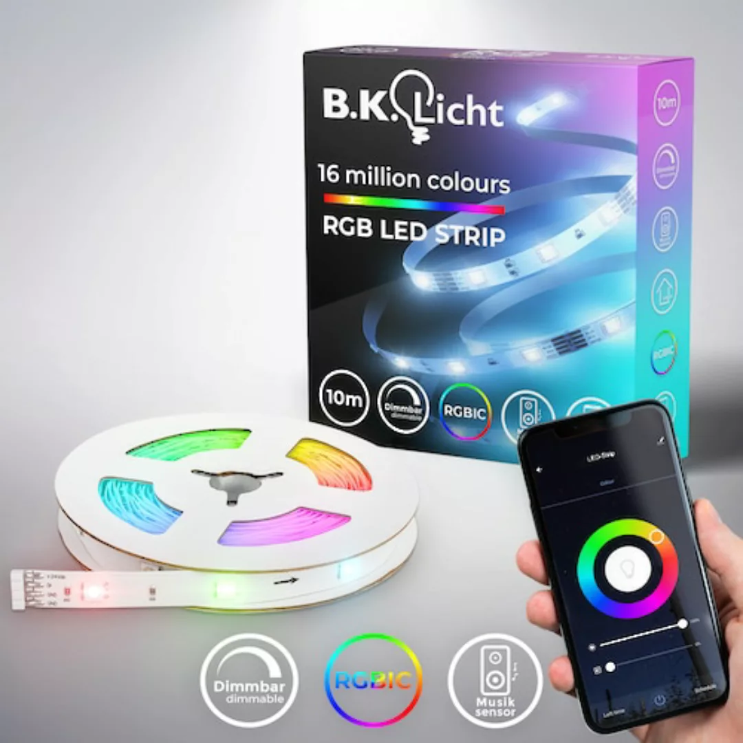 B.K.Licht LED Stripe »Wifi RGBIC LED Strip, 10 m, mit App Steuerung«, 300 S günstig online kaufen