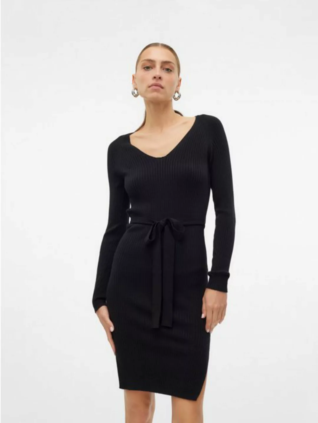 Vero Moda Strickkleid VMSABA RIB LS V-NECK BELT DRESS GA NOOS günstig online kaufen