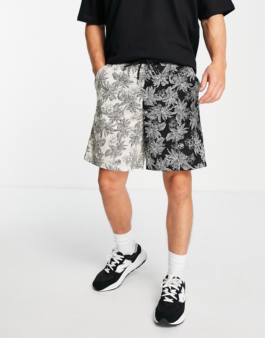 Sixth June – Shorts mit tropischem Print und Schlitz, Kombiteil-Mehrfarbig günstig online kaufen