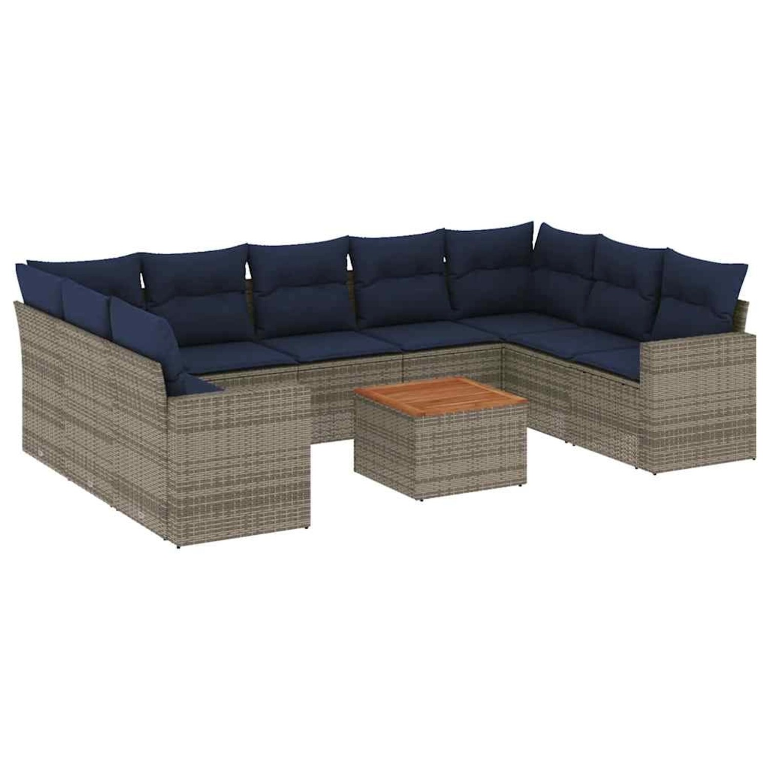 vidaXL 10-Tlg Garten-Sofagarnitur mit Kissen Grau Poly Rattan 3256600 günstig online kaufen